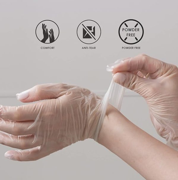 Basic Medical Clear Vinyl Exam Gloves - Latex-Free & Powder-Free - VGPF-3004 (Case of 1,000), Xtra Large - Image 2