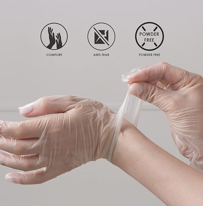 Basic Medical Clear Vinyl Exam Gloves - Latex-Free & Powder-Free - VGPF-3004 (Case of 1,000), Xtra Large - Image 2