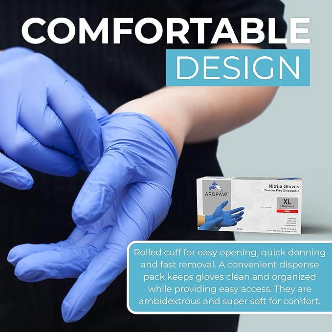 Basic Vinyl Exam Gloves, 4 mil Safty Glove Latex-Free & Powder-Free, SGBE 8003 Synmax Disposable Medical Glove Large (Case of 1000, Black) - Image 5