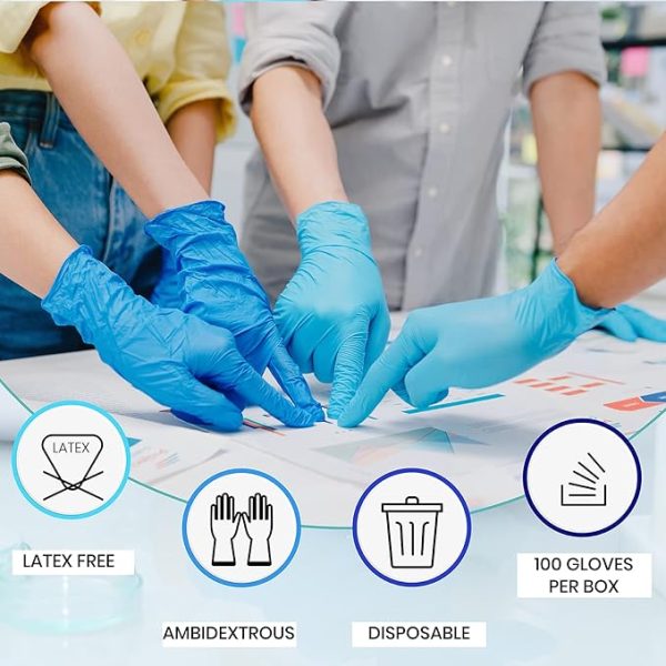 Blue Nitrile Gloves, Disposable Gloves, Comfortable, Powder Free, Latex Free - Image 4