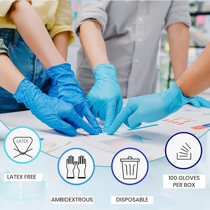 Basic Vinyl Exam Gloves, 4 mil Safty Glove Latex-Free & Powder-Free, SGBE 8003 Synmax Disposable Medical Glove Large (Case of 1000, Black) - Image 4