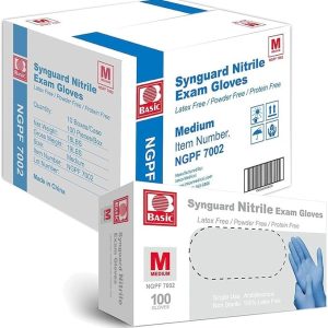 Basic Medical Nitrile Exam Gloves Latex-Free & Powder-Free Syngaurd Blue/Black Glove (Blue Case of 1000)