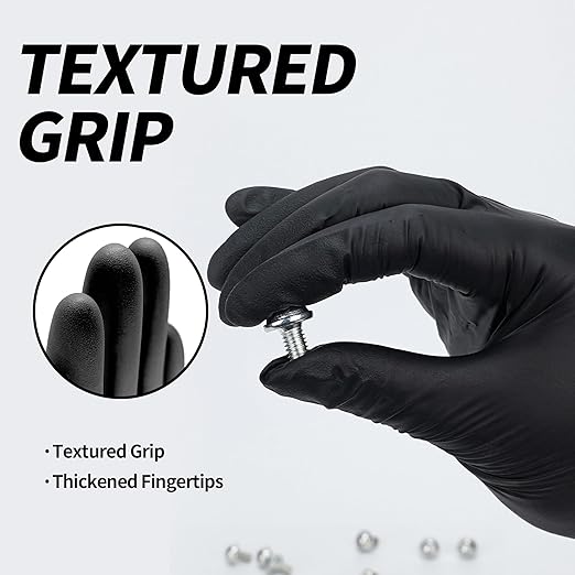 Basic Vinyl Exam Gloves, 4 mil Safty Glove Latex-Free & Powder-Free, SGBE 8003 Synmax Disposable Medical Glove Large (Case of 1000, Black) - Image 13