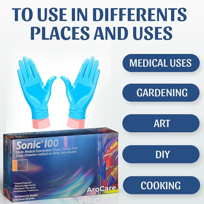 Blue Nitrile Gloves, Powder and Latex Free, 4 Mil - Image 2